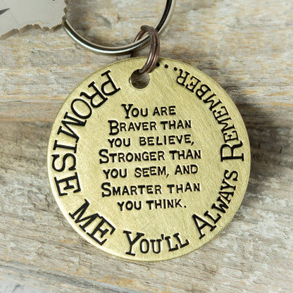 Promise Me You'll Always Remember... Stamped Brass Key ring / Necklace