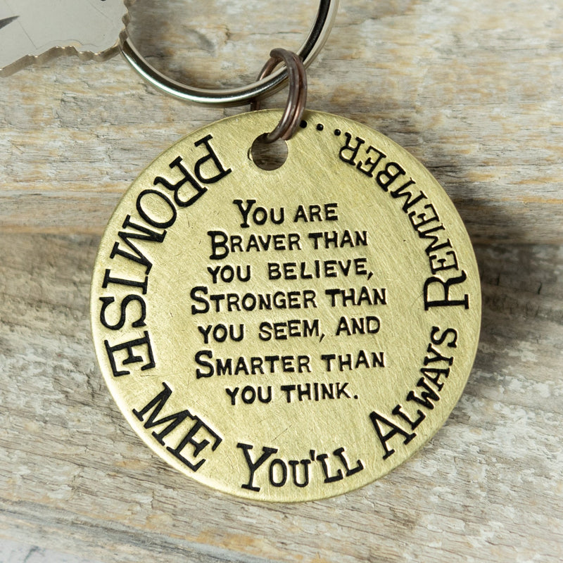 Promise Me You'll Always Remember... Stamped Brass Key ring / Necklace