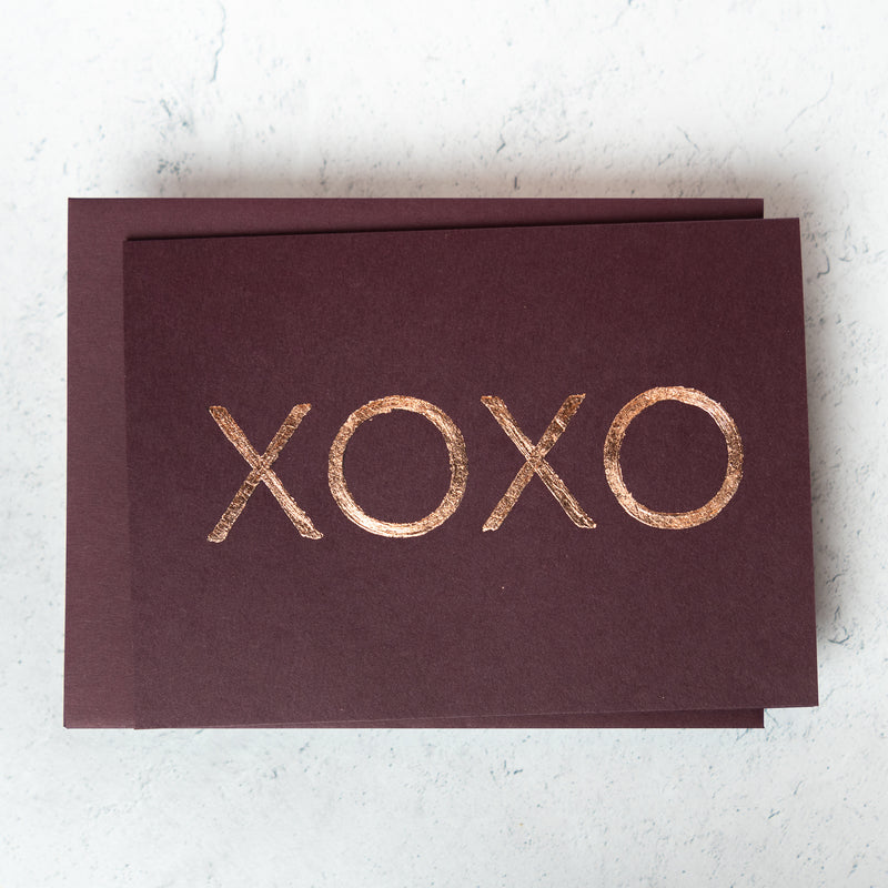 XOXO Copper Leaf Greeting Card