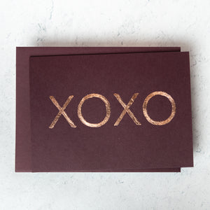XOXO Bronze Leaf Greeting Card