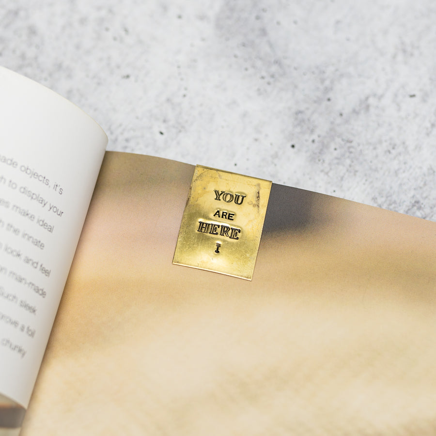 YOU ARE HERE - Hand Stamped Brass Bookmark
