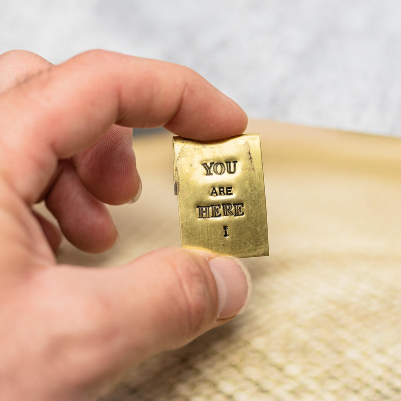 YOU ARE HERE - Hand Stamped Brass Bookmark