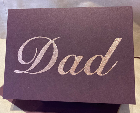 Dad Script Bronze Leaf Greeting Card