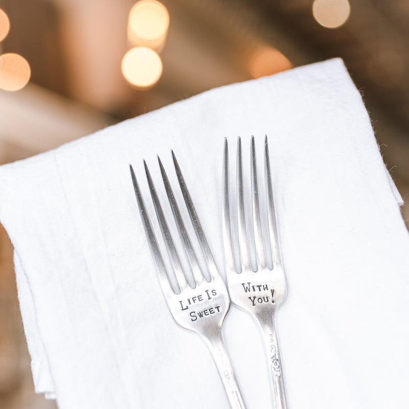 Life is Sweet With You - Silver Plate Fork Set