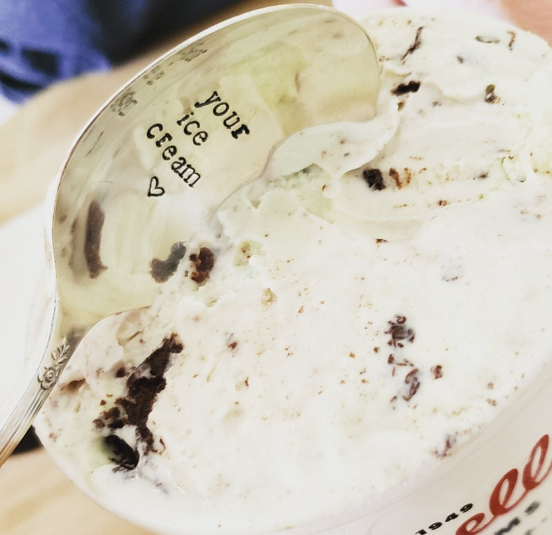 My Ice Cream / Your Ice Cream - Hand Stamped Silver Plate 
